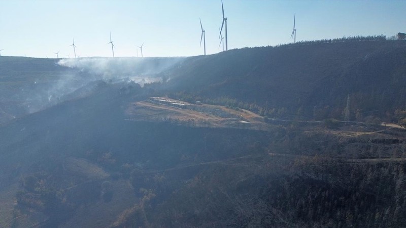 Foto udara menunjukkan dampak akibat kebakaran hutan di dekat Erenkoy, Canakkale, Turki, Selasa (12/8/2025). (REUTERS/Efekan Akyuz)