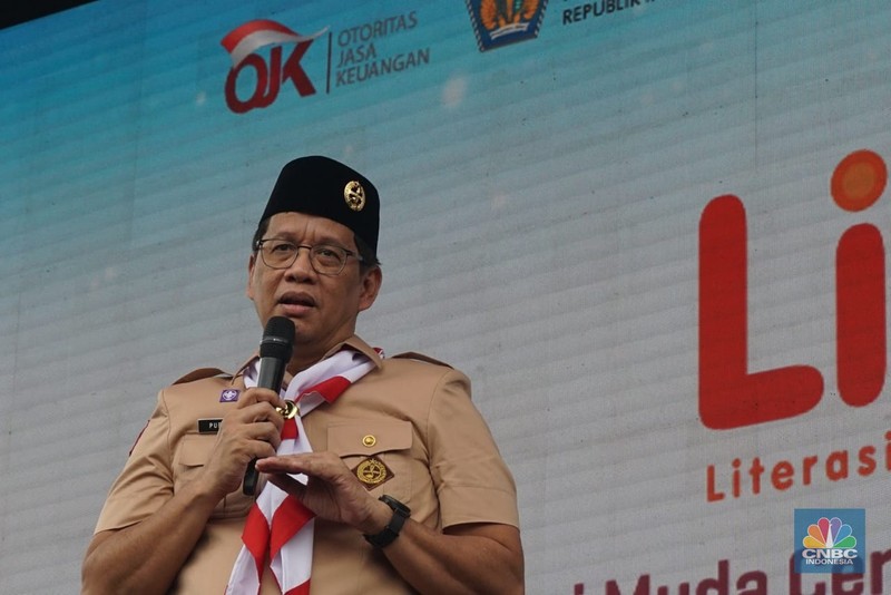 Anggota Komite Stabilitas Sistem Keuangan (KSSK) terdiri dari Menteri Keuangan, Gubernur Bank Indonesia, Ketua Dewan Komisioner Otoritas Jasa Keuangan (OJK), dan Ketua Dewan Komisioner Lembaga Penjamin Simpanan (LPS), KSSK menggelar LIKE IT (Literasi Keuangan Indonesia Terdepan) di Bumi Perkemahan Cibubur, Jakarta, Kamis, (14/8/2025). (CNBC Indonesia/Muhammad Sabki)