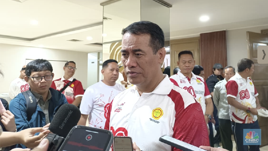 Menteri Pertanian (Mentan) Amran Sulaiman saat ditemui di kantornya, Kamis (14/8/2025). (CNBC Indonesia/Martyasari Rizky)