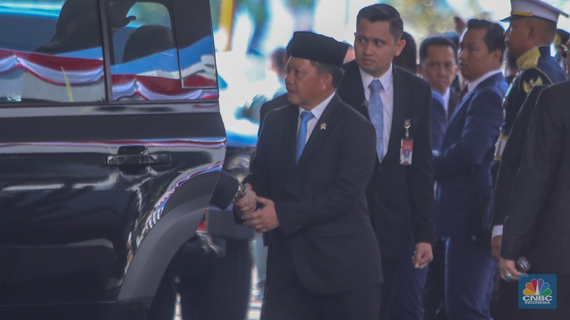 Menteri UMKM, Maman Abdurrahman saat dalam Sidang Tahunan 2025 di Gedung MPR/DPR RI, Jakarta, Jumat (15/8/2025). (CNBC Indonesia/Faisal Rahman)