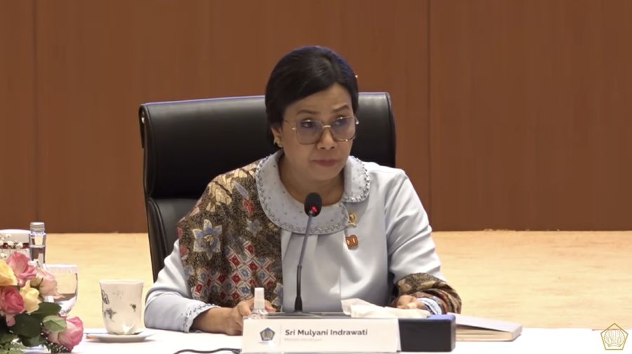 Menteri Keuangan Sri Mulyani dalam konferensi pers RAPBN & Nota Keuangan Tahun Anggaran 2026 di Aula Chakti Budhi Bhakti (CBB),  Kantor Pusat Direktorat Jenderal Pajak, Jakarta, Jumat, (15/8/2025). (Tangkapan layar youtube Kemenkeu RI)