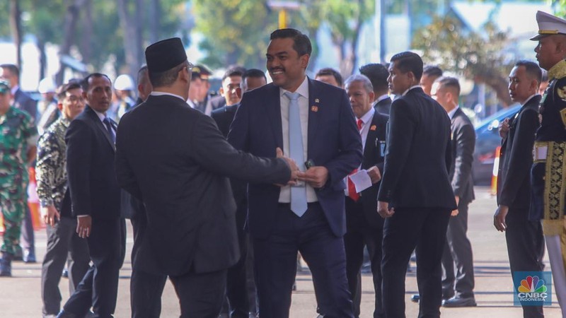 Menteri UMKM, Maman Abdurrahman saat dalam Sidang Tahunan 2025 di Gedung MPR/DPR RI, Jakarta, Jumat (15/8/2025). (CNBC Indonesia/Faisal Rahman)