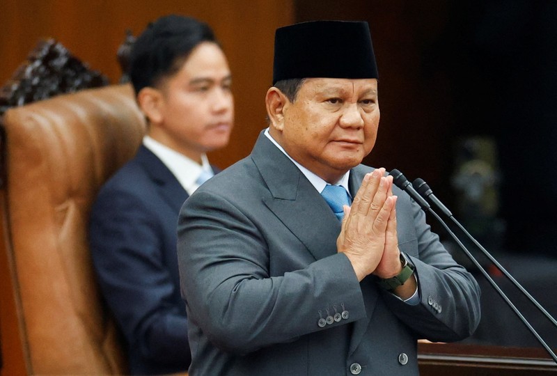 Presiden Indonesia Prabowo Subianto menyampaikan Pidato Kenegaraan tahunannya, menjelang Hari Kemerdekaan negara ini, di Jakarta, Indonesia, 15 Agustus 2025. (REUTERS/Ajeng Dinar Ulfiana/Pool)