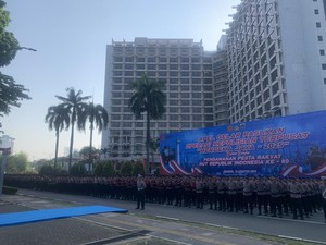 Kakorlantas Pimpin Apel Gelar Pasukan Operasi Merdeka Jaya HUT Ke-80 RI