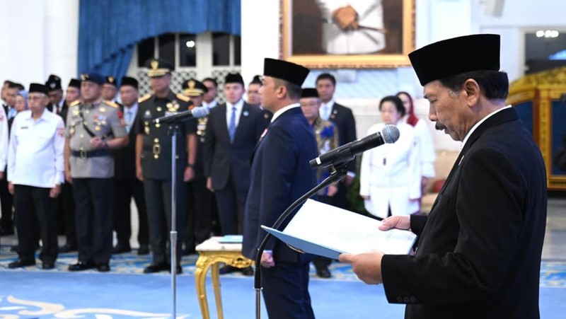 Sebanyak 76 pelajar dari 38 provinsi di Indonesia resmi dikukuhkan sebagai anggota Pasukan Pengibar Bendera Pusaka (Paskibraka) tahun 2025, Sabtu (16/8/2025). (Dok. BPMI)