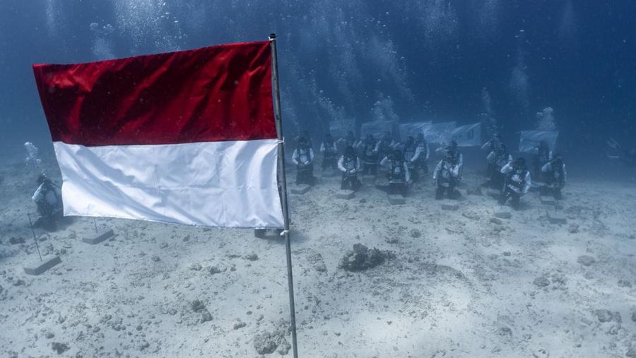 Pertamina International Shipping Gelar Upacara Bendera di Bawah Laut & Transplantasi Terumbu Karang di Labuan Bajo. (Dok PIS)
