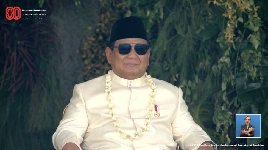 Presiden Prabowo Subianto usai mimpin upacara peringatan detik-detik proklamasi di Istana Merdeka, Jakarta, Minggu (17/8/2025). (Tangkapan Layar Youtube/Sekretariat Presiden)