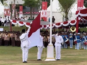 Upacara HUT Ke-80 RI di IKN Khidmat dan Meriah, Pak Bas Sempat Kasih Kuis