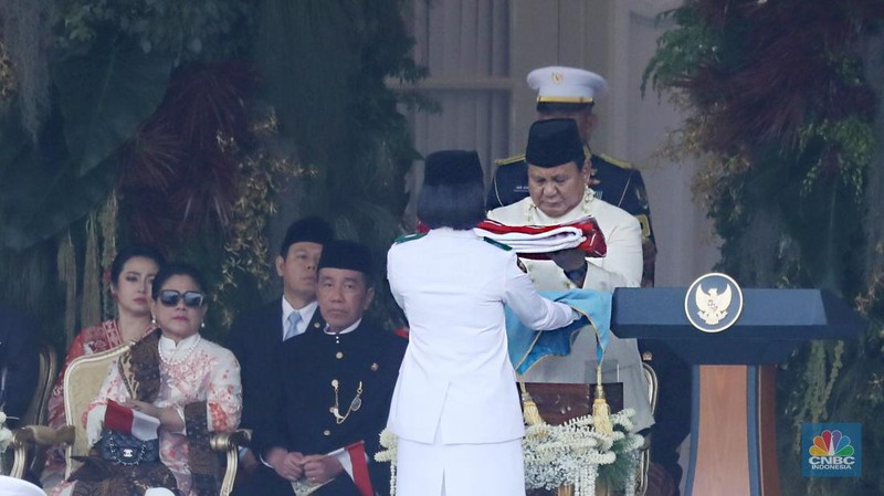 Upacara peringatan detik-detik proklamasi di Istana Merdeka, Jakarta, Minggu (17/8/2025). (CNBC Indonesia/Tri Susilo)