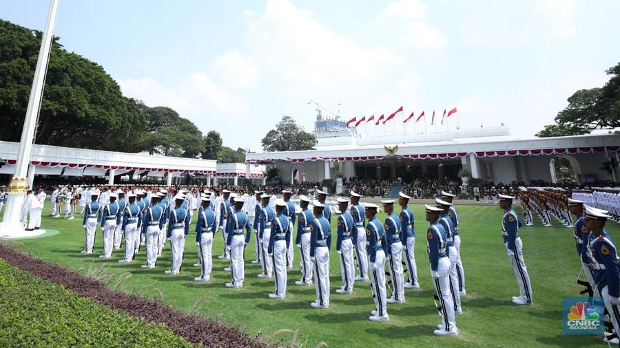 Upacara peringatan detik-detik proklamasi di Istana Merdeka, Jakarta, Minggu (17/8/2025). (CNBC Indonesia/Tri Susilo)