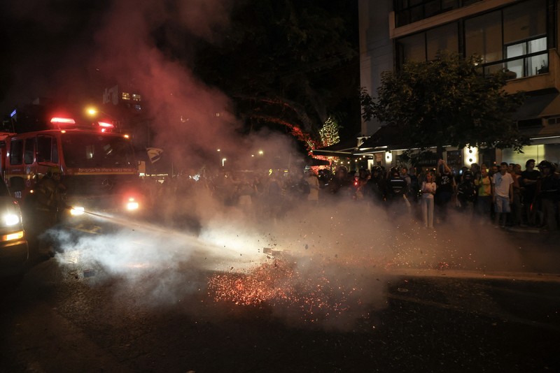 Protes antipemerintah besar-besaran di Tel Aviv, Israel, Minggu (17/8/2025). (SprinterObserve)