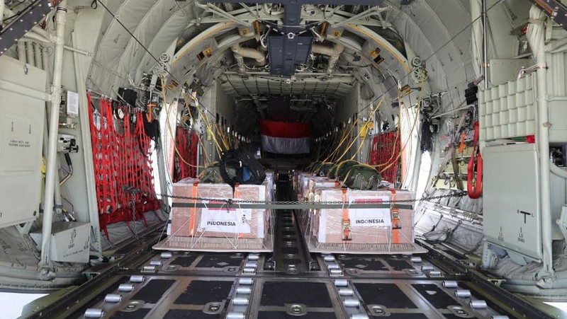 Satuan Tugas (Satgas) Garuda Merah Putih-II yang berhasil melaksanakan misi distribusi bantuan kemanusiaan ke Jalur Gaza, Palestina, pada Minggu (17/8/2025). (Dok. Tim Media Satgas (Kemhan/TNI))