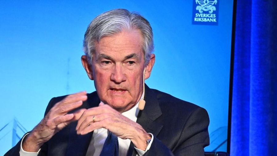 Jerome Powell, Ketua Dewan Gubernur Federal Reserve, menghadiri Simposium Bank Sentral. (Photo by Claudio BRESCIANI / TT News Agency / AFP/File Foto)