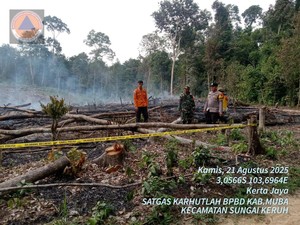 Lahan Gambut yang Terbakar di Muba Sudah Padam, Petugas Pasang Police Line