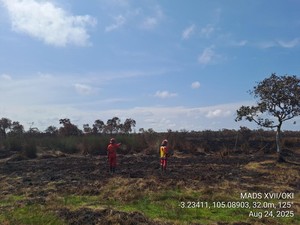 Lahan Bergambut yang Terbakar dan Asap Tebal di OKI Padam