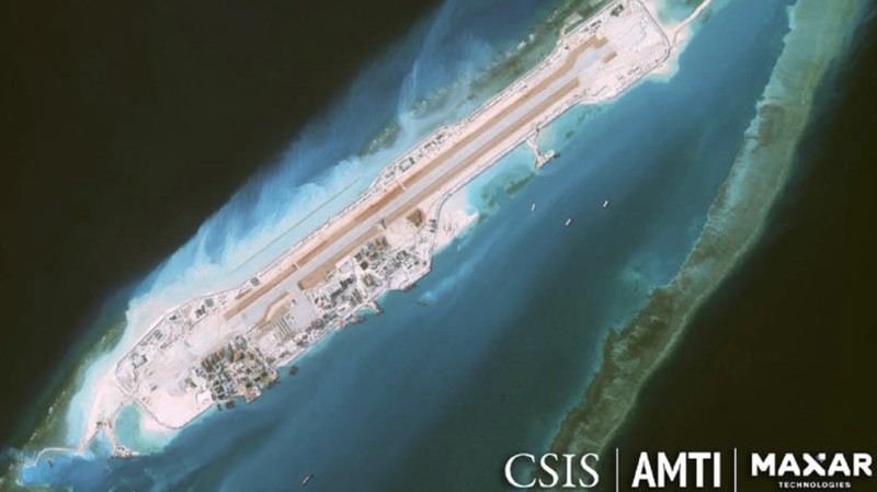 Foto satelit Vietnam percepat pembangunan pulau di Laut China Selatan. (Dok. Maxar Technologies)