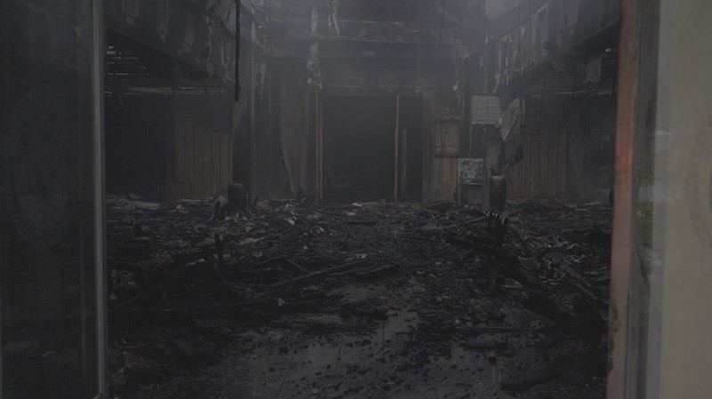 MARSHALLISLANDS-FIRE/ The charred remains of the national parliament of the Marshall Islands, following a fire, in Majuro, Marshall Islands, August 26, 2025, in this screengrab obtained from social media. Chewy Lin/via REUTERS THIS IMAGE HAS BEEN SUPPLIED BY A THIRD PARTY. MANDATORY CREDIT. NO RESALES. NO ARCHIVES. VERIFICATION: Building structure, signage and the badge on the firefighters match file images. Date verified by the metadata on the file