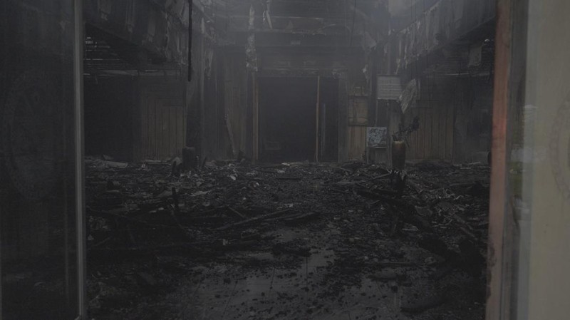 The charred remains of the national parliament of the Marshall Islands, following a fire, in Majuro, Marshall Islands, August 26, 2025, in this screengrab obtained from social media. Chewy Lin/via REUTERS  THIS IMAGE HAS BEEN SUPPLIED BY A THIRD PARTY. MANDATORY CREDIT. NO RESALES. NO ARCHIVES. VERIFICATION: Building structure, signage and the badge on the firefighters match file images. Date verified by the metadata on the file