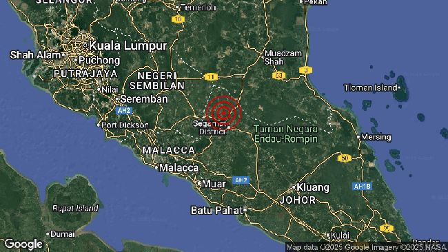 Gempa Dangkal M2,5 Guncang Johor, Susulan Sejak 24 Agustus 2025
