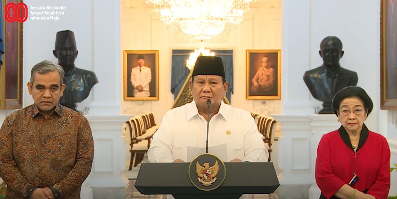 Keterangan Pers Presiden Prabowo, Istana Merdeka, 31 Agustus 2025. (Tangkapan Layar Youtube/Sekretariat Presiden RI) Keterangan Pers Presiden Prabowo, Istana Merdeka, 31 Agustus 2025. (Tangkapan Layar Youtube/Sekretariat Presiden RI)