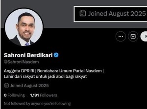 Serba-serbi Akun X Sahroni Berdikari yang Ternyata Tak Asli