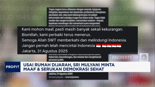Video: Rumah Dijarah, Sri Mulyani Minta Maaf dan Serukan Demokrasi Sehat