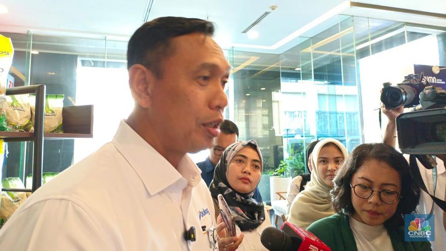 Direktur Utama Perum Bulog, Ahmad Rizal Ramdhani saat ditemui di kantornya, Jakarta, Selasa (2/9/2025). (CNBC Indonesia/Martyasari Rizky)
