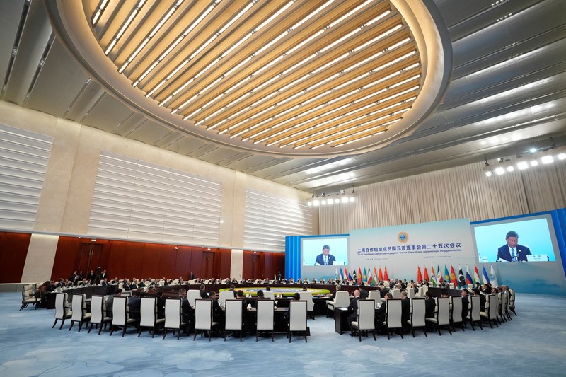 Pemandangan umum menunjukkan peserta KTT Organisasi Kerjasama Shanghai (SCO) 2025 di Pusat Konvensi dan Pameran Meijiang di Tianjin, Tiongkok, 1 September 2025. Pemandangan umum menunjukkan peserta KTT Organisasi Kerjasama Shanghai (SCO) 2025 di Pusat Konvensi dan Pameran Meijiang di Tianjin, Tiongkok, 1 September 2025. (SUO TAKEKUMA/Pool via REUTERS)