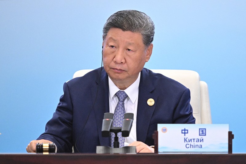 Pemandangan umum menunjukkan peserta KTT Organisasi Kerjasama Shanghai (SCO) 2025 di Pusat Konvensi dan Pameran Meijiang di Tianjin, Tiongkok, 1 September 2025. (SUO TAKEKUMA/Pool via REUTERS)