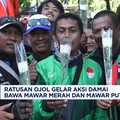 Video: Ratusan Ojol Gelar Aksi Damai Bawa Mawar Merah & Mawar Putih
