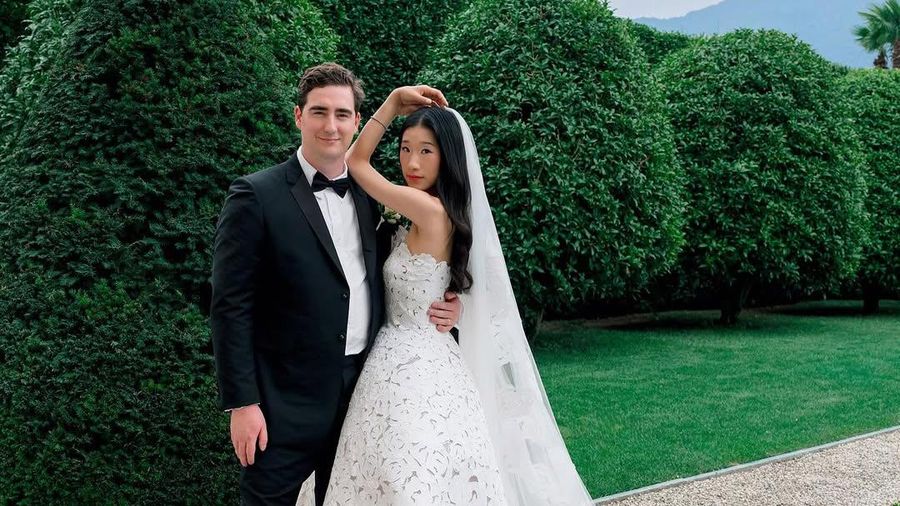Influencer TikTok Rebecca Ma resmi menikah dengan David Pownall di Villa Balbiano, Danau Como, Italia (28/8/2025). (Instagram/BeccaxBloom)