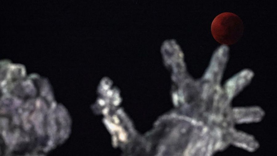 Gerhana bulan total terlihat dari Jakarta, Senin (8/9/2025). (REUTERS/Willy Kurniawan)