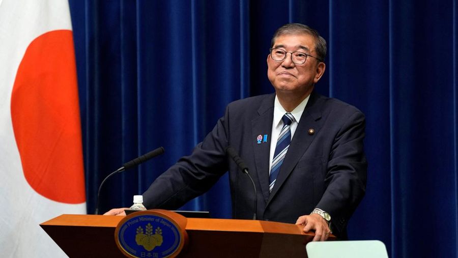 Perdana Menteri Jepang Shigeru Ishiba menghadiri konferensi pers saat mengumumkan pengunduran dirinya, di Tokyo, Jepang, Minggu (7/9/2025).  (TORU HANAI/Pool via REUTERS)