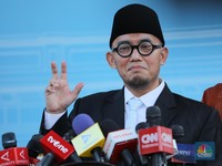 Wakil Menteri Haji dan Umroh, Dahnil Anzar Simanjuntak saat konpres di Istana Negara, Jakarta, Senin  (8/9/2025). (CNBC Indonesia/Tri Susilo)