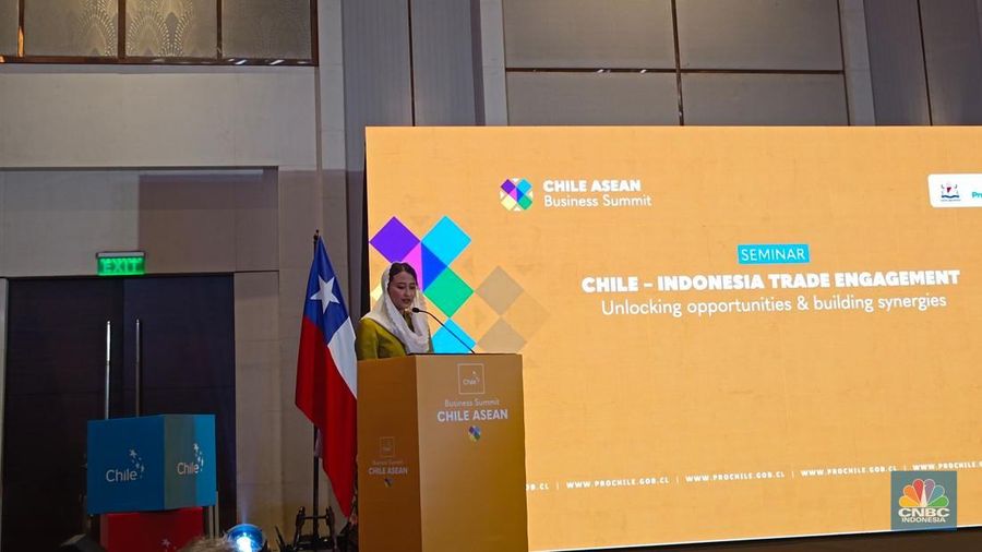 Wakil Menteri Perdagangan (Wamendag) Dyah Roro Esti dalam Seminar Chile-Indonesia Trade Engagement di Jakarta, Senin (8/9/2025). (CNBC Indonesia/Martyasari Rizky)