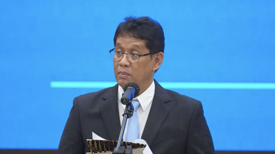 Menteri Keuangan Purbaya Yudhi Sadewa saat acara Serah Terima Jabatan Menteri Keuangan di Aula Mezanin Gd Juanda 1, Kementerian Kuangan, Jakarta, Selasa (9/9/2025). (YouTube./Kementerian Keuangan RI)