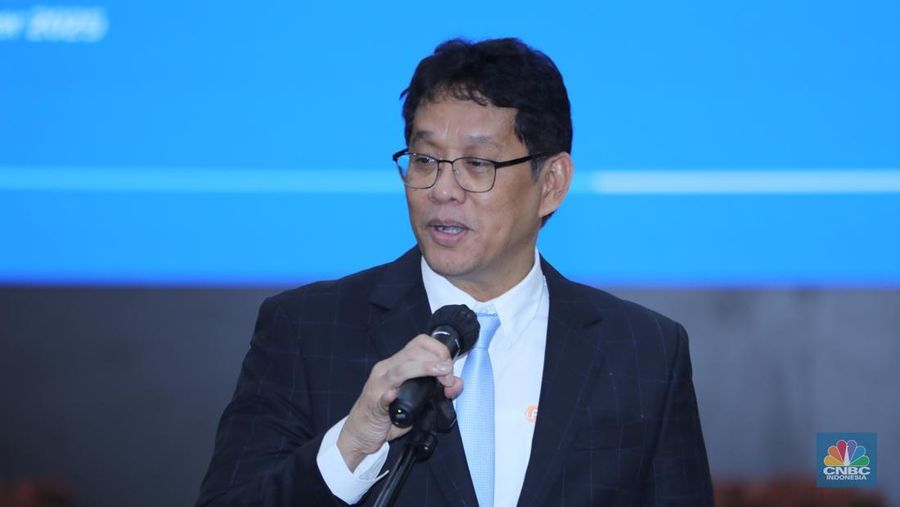 Menteri Keuangan Purbaya Yudhi Sadewa saat acara Serah Terima Jabatan Menteri Keuangan di Aula Mezanin Gd Juanda 1, Kementerian Kuangan, Jakarta, Selasa (9/9/2025). (CNBC Indonesia/Tri Susilo)