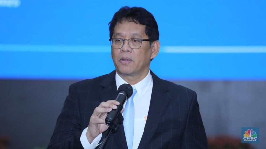 Menteri Keuangan Purbaya Yudhi Sadewa saat acara Serah Terima Jabatan Menteri Keuangan di Aula Mezanin Gd Juanda 1, Kementerian Kuangan, Jakarta, Selasa (9/9/2025). (CNBC Indonesia/Tri Susilo)