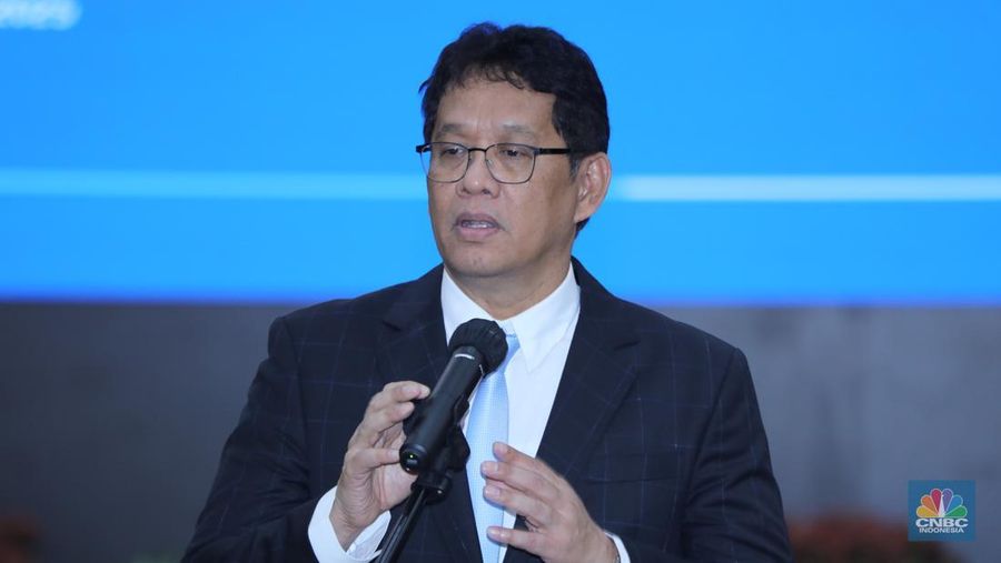 Menteri Keuangan Purbaya Yudhi Sadewa saat acara Serah Terima Jabatan Menteri Keuangan di Aula Mezanin Gd Juanda 1, Kementerian Kuangan, Jakarta, Selasa (9/9/2025). (CNBC Indonesia/Tri Susilo)