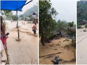 Banjir Bandang Terjang Lampung Barat, Rumah Warga Ambruk Terseret Air
