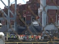 Kapal Kargo Raksasa Bawa Kontainer Limbah Kimia Kebakaran di Pelabuhan