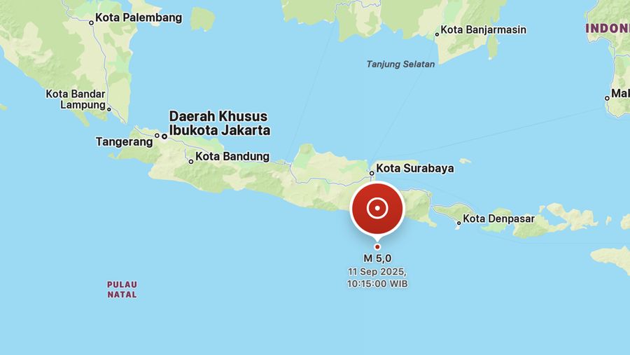 Gempa bumi mengguncang tenggara Kab. Malang dengan magitudo, 5,0M dengan kedalaman 10 Km. (Dok. BMKG)