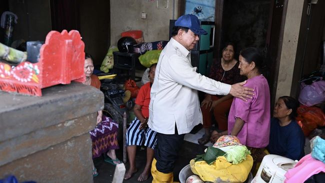 Momen Prabowo Tinjau Lokasi Terdampak Banjir Bali