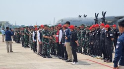Satgas Garuda Merah Putih Tiba di RI Usai Kirim 91 Ton Logistik ke Gaza 