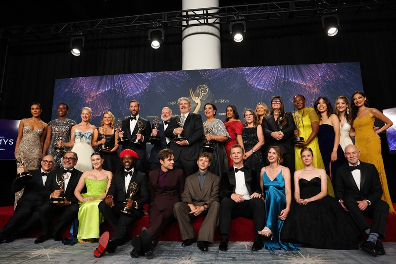 Britt Lower poses with the Best Actress in a Drama Series award for Severance, at the 77th Primetime Emmy Awards in Los Angeles, California, U.S., September 14, 2025. REUTERS/Daniel Cole