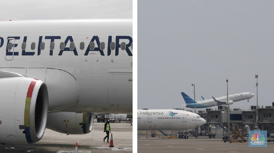 Foto Kombinasi Pelita Air-Garuda Indonesia. (CNBC Indonesia)