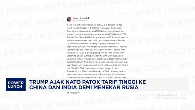 Video: Tekan Rusia,Trump Ajak NATO Patok Tarif Tinggi ke China dan India