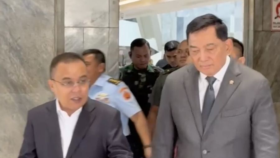 Menteri Pertahanan Sjafrie sjamsoeddin dan Wakil Ketua DPR RI Sufmi Dasco. (Tangkapan Layar)