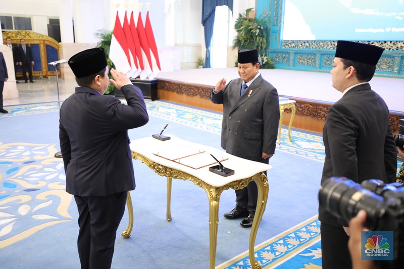 Suasana pelantikan di Istana Negara, Jakarta, Rabu (17/9/2025). (CNBC Indonesia/Tri Susilo)