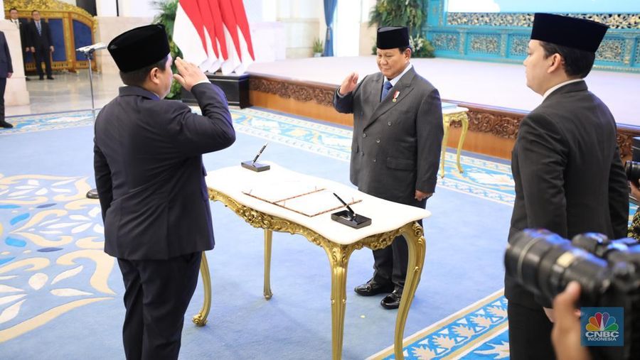 Suasana pelantikan di Istana Negara, Jakarta, Rabu (17/9/2025). (CNBC Indonesia/Tri Susilo)